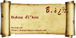 Buksa Ákos névjegykártya